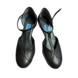 SWINGTIME – T-Strap SWING-LİNDY HOP- Dans Ayakkabısı (Siyah Deri) (EU Ayakkabı Beden Sistemi, Yetişkin, Sayısal, Orta, 36)