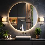 Swirl Led'li Lazer Kumlamalı Lavabo & Banyo Aynası (Dokunmatik Sensörlü) günışığı led 60 x 60