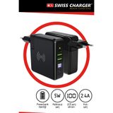 SWISS CHARGER Kablosuz Şarj Ekranlı Powerbank Adaptör 3in1