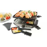 Swissmar Cenevre Raclette 4 Kişilik, Tava Ve Kaydırıcılı Raclette Izgara, Yapışmaz Kaplamalı Izgara Plakalı Mini Raclette Izgara Ve 4 Raclette Tava, 800W