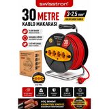 SwissTron 30 Metre Profesyonel Makaralı Uzatma Kablosu | 3x2,5 Mm² | 4 Prizli Bakır Sargılı Çok Yönlü Kullanım - Turuncu