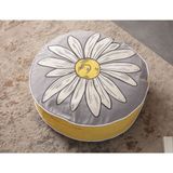 Swita Home Dekoratif Çok Amaçlı Yer Bahçe Balkon Kamp Minderi - 60 x 60 cm - Gri - Sarı