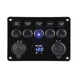 Switch Panel, 5 Anahtarli, Voltmetre Ve Usb Sarjli