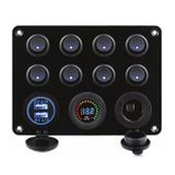 Switch Panel, 8 Anahtarlı, Voltmetre Ve Usb Şarjlı