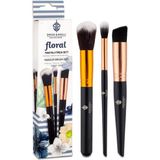Sword & Shield Floral Makyaj Fırça Seti 3'lü Pudra Karıştırma Bronz Fırçalar ile Kullanım Kolaylığı