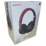 Sword SW-9001 Kulak Üstü Kablosuz Bluetooth Kulaklık ve Hoparlör - Kırmızı - Siyah