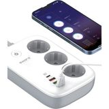 Sword Wi-Fi Akıllı Priz, 30W Type-C, 3’lü Priz + 3 USB, Uzaktan Kontrol ve Zaman Ayarlı, Akım Korumalı 2 metre SW-3PU1C