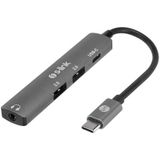Swv-Usbc024 4 In 1 Gri Metal Typec To 2*Usb2.0 Usb-C, 3.5Mm Aux Port Type C Adaptör