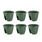 Sy-5712 Opal Yuvarlak Balkon Küpeşte Saksı Yeşil 7.5 Litre 6 Adet