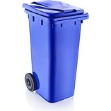 SY-6505 Tekerlekli Kapaklı Plastik Çöp Konteyneri 120 Lt Mavi