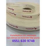 Sy Etiket Marka Etiketi, Pamuklu Kişiselleştirilebilen 1,5*5 cm En (100 Adet) Etiketler, Şeritler, Logo Baskı. - 3782 Ekru