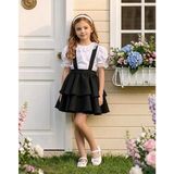 Sy Store Siyah Askılı Fırfır Detaylı Kız Çocuk Elbise - 5 - 6 Yaş - Siyah - Beyaz