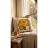 SYCAMORE HOME Bohem Fil Desenli Dekoratif Kırlent Kılıfı 45x45 cm | Gizli Fermuarlı Petek Kumaş Dijital Baskılı Salon Koltuk Yastık Kılıfı