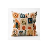 SYCAMORE HOME Boho Geometrik Desenli Dekoratif Kırlent Kılıfı 45x45 cm Gizli Fermuarlı Petek Kumaş Dijital Baskılı Salon Yastık Kılıfı