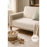 SYCAMORE HOME Koltuk Örtüsü 175x215 cm Kaymaz Şönil Kumaş Yıkanabilir Çekyat Kanepe Örtüsü - 175 x 215 cm - Krem