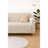 SYCAMORE HOME Koltuk Örtüsü 175x215 cm –ZigZag Desen Çekyat Örtüsü, Kaymaz, Yıkanabilir, Lüks Kumaş Şönil Jakarlı (TAŞ RENGİ)