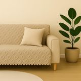 SYCAMORE HOME Premium Şönil Koltuk Örtüsü 175x215 cm, Kaymaz Jakarlı Dokuma, Yıkanabilir Lüks Çekyat ve Kanepe Şalı (BEJ)