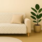 SYCAMORE HOME Premium Şönil Koltuk Örtüsü 175x215 cm, Kaymaz Jakarlı Dokuma, Yıkanabilir Lüks Çekyat ve Kanepe Şalı (KREM)