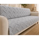SYCAMORE HOME Premium Şönil Koltuk Örtüsü 175X215 cm Kesik Çizgi Desenli Kaymaz Yıkanabilir Jakarlı Çekyat Kanepe Örtüsü Lüks Salon Örtüsü - 175 x 215 cm - Gri