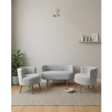 Sydney Modern Çay Seti Koltuk Takımı | Modern İskandinav Tarzı | Welsoft Kumaş | Açık Gri