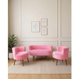 Sydney Modern Çay Seti Koltuk Takımı | Modern İskandinav Tarzı | Welsoft Kumaş | Pembe
