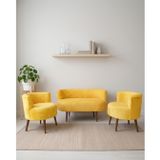 Sydney Modern Çay Seti Koltuk Takımı | Modern İskandinav Tarzı | Welsoft Kumaş | Sarı