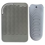 Sygile 27,94 cm x 19,05 cm Daha Büyük Boy Isıya Dayanıklı Silikon Seyahat Matı Saç Düzleştiriciler, Saç maşaları, Saç Kurutma Makineleri ve Diğer Sıcak Şekillendirme Araçları için Kese ile Isı Önleyici Ped - Gri