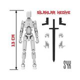 SYK Design 13 cm Hareketli Beyaz Robot Dummy Aksiyon Figürü Oyuncak Hediyelik Çocuk ve Yetişkin Uyumlu