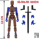SYK Design 13 cm Kahverengi Mavi Dummy Aksiyon Figürü Oyuncak Tüm Eklemleri Hareketli Hediyelik