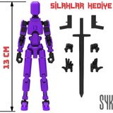 SYK Design 13 cm Mor Siyah Dummy Robot Aksiyon Figürü Tüm Eklemleri Hareketli Hediyelik Oyuncak