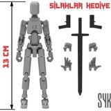 SYK Design 13 cm Robot Dummy Gri Hareketli Eklemleri Oynatılabilir Aksiyon Figürü Oyuncak Hediyelik