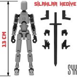 SYK Design 13 cm Robot Dummy Gri Siyah Hareketli Eklemleriyle Aksiyon Figürü Oyuncak Hediyelik