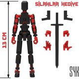 SYK Design 13 cm Robot Dummy Siyah Kırmızı Hareketli Eklemleriyle Aksiyon Figürü Oyuncak Hediyelik