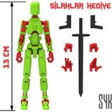 SYK Design 13 cm Robot Dummy Yeşil Kırmızı Tüm Eklemleri Hareketli Aksiyon Figürü Oyuncak