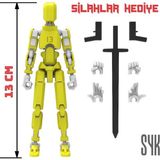 SYK Design 13 Dummy Sarı Beyaz Hareketli Aksiyon Figürü Oyuncak 13 cm Hediyelik ve Eğlenceli