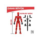 SYK Design (BÜYÜK) Robot 20 Dummy Kırmızı Siyah Tüm Eklemleri Hareketli Aksiyon Figürü Oyuncak