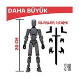 SYK Design (Büyük) Robot 20 Dummy Koyu Gri Siyah Hareketli Aksiyon Figürü Oyuncak Hediyelik