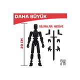 SYK Design (BÜYÜK) Robot 20 Dummy Siyah Siyah Tüm Eklemleri Hareketli Aksiyon Figürü Oyuncak