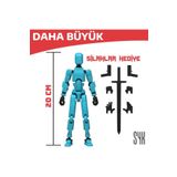 SYK Design (BÜYÜK) Robot 20 Dummy Turkuaz Siyah Tüm Eklemleri Hareketli Aksiyon Figürü Oyuncak