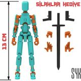 SYK Design Dummy Robot 13 Aksiyon Figürü Oyuncak Turkuaz Turuncu Tüm Eklemleri Hareketli Hediyelik