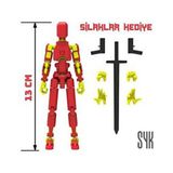 SYK Design Kırmızı Sarı Robot 13 cm Hareketli Aksiyon Figürü Oyuncak Çocuklar İçin Eğlenceli Hediyelik
