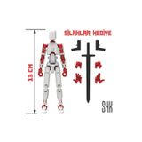 SYK Design Robot 13 Dummy Beyaz Kırmızı Tüm Eklemleri Hareketli Aksiyon Figürü Oyuncak