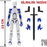 SYK Design Robot 13 Dummy Beyaz Mavi Hareketli Aksiyon Figürü Oyuncak Hediyelik 13 cm