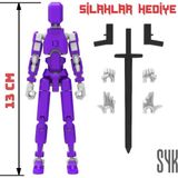 SYK Design Robot 13 Dummy Beyaz Mor Tüm Eklemleri Hareketli Aksiyon Figürü Oyuncak