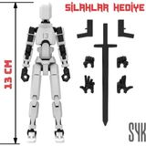SYK Design Robot 13 Dummy Beyaz Siyah Hareketli Aksiyon Figürü Oyuncak