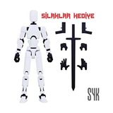 SYK Design Robot 13 Dummy Beyaz Siyah Hareketli Eklemleri Olan Aksiyon Figürü Oyuncak Hediyelik
