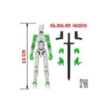 SYK Design Robot 13 Dummy Beyaz Yeşil Tüm Eklemleri Hareketli Aksiyon Figürü Oyuncak