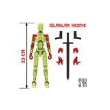 SYK Design Robot 13 Dummy Fıstık Yeşil Kırmızı Tüm Eklemleri Hareketli Aksiyon Figürü Oyuncak