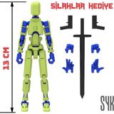 SYK Design Robot 13 Dummy Fıstık Yeşil Mavi Tüm Eklemleri Hareketli Aksiyon Figürü Oyuncak