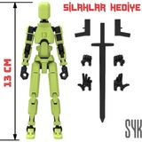 SYK Design Robot 13 Dummy Fıstık Yeşil Siyah Hareketli Aksiyon Figürü Oyuncak 13 cm Hediyelik